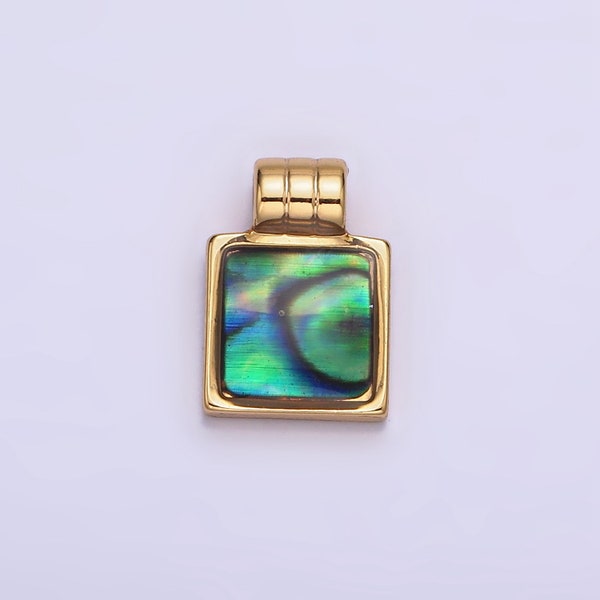 Mini Square Charm Jewelry Pendant 16K Gold Filled Abalone Pendant for Minimalist Necklcae Jewelry | AA563