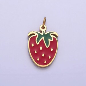 Gold Erdbeere Anhänger, Erdbeere Halskette Charme niedlichen Frucht Charme Edelstahl Obst Essen Schmuck für Schmuck machen p-926 inspiriert