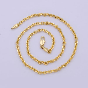 Thick 3.26 mm cable chain | gold filled cable necklace | unisex men woman necklace 17.7 inch wa-796
