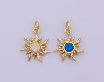 Dainty opal starburst gold star charm, bracelet, necklace, earring pendant celestial charm n-182 n-183