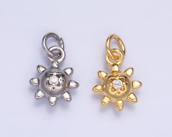 Mini dije de sol dorado relleno de oro de 24 quilates, dije celestial para pulseras, collares y bisutería / W879