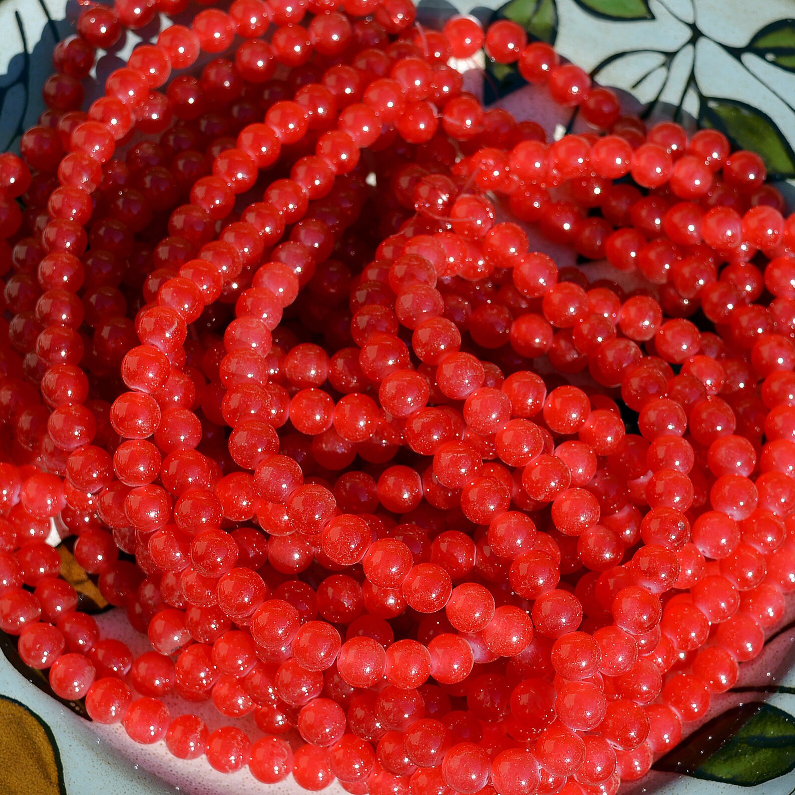 1 Strand 10.5mm Red Glass Beads Round Glass Beads Prayer Etsy