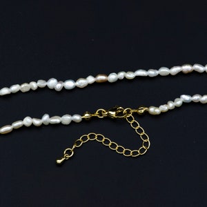 Dainty Fresh Water Pearl Chain Necklace, Natural Tiny Pearl Rice Seed Necklace Ready To Wear Choker 14&quot;+2&quot; chain extender, WA-244