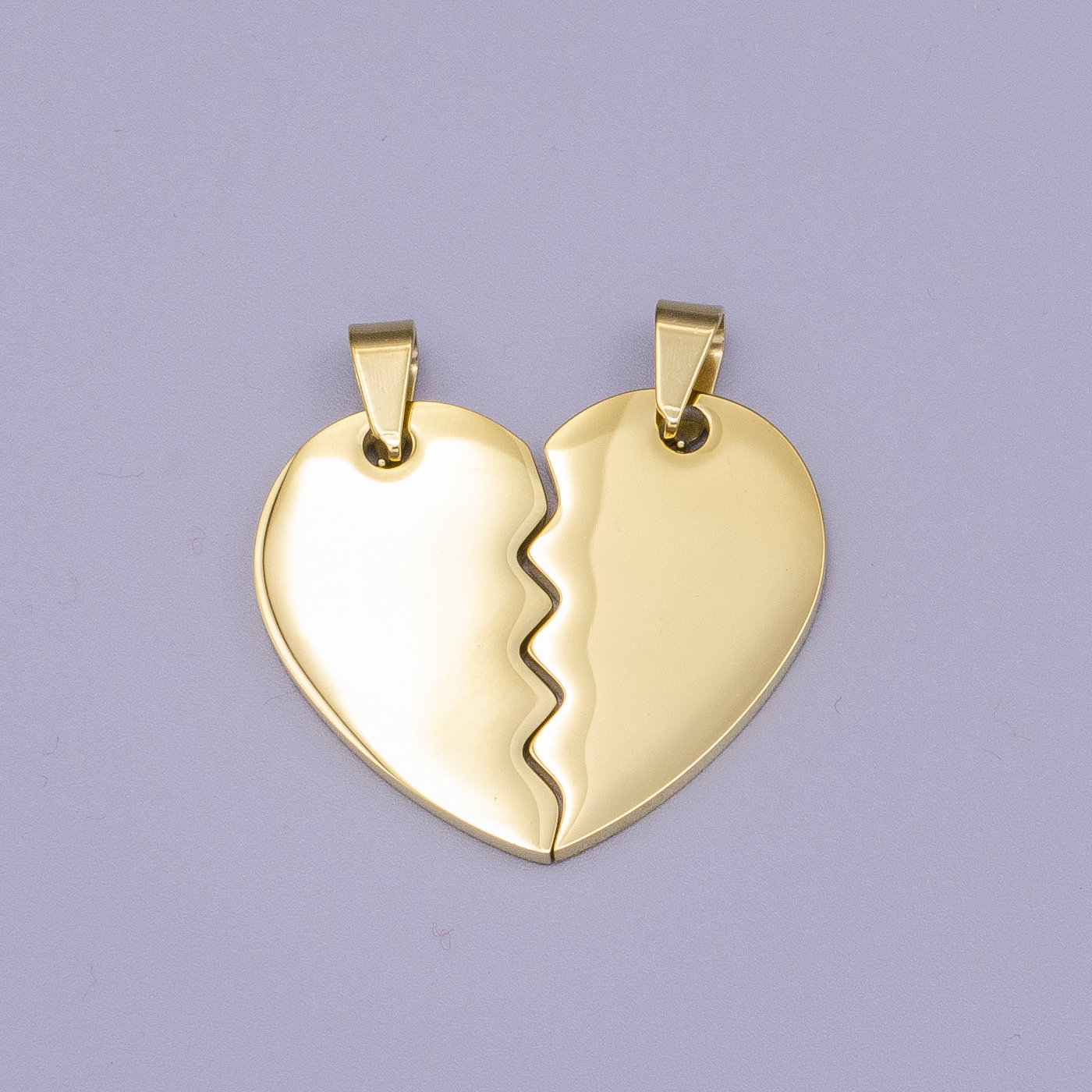 Gold Broken Heart Charm Pendant 1 Set Heart Charm Necklace Stainless Steel Findings Tarnish Free Jewelry for Couple Friendship P 1170 Etsy UK