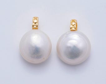 Ciondolo a goccia con perle naturali riempite d'oro, circa 15 mm, perla d'acqua dolce naturale per componente di bracciale, collana e orecchino AF-621