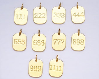 Dainty Gold Filled Angel Number Charm Mini Tag Lucky Number for Necklace Bracelet Component Personalized Jewelry AD093