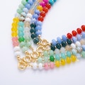 Colorful Candy Beaded handmade Gemstone Necklace Rondelle Bead Cluster 18k gold filled necklace With Sailor Clasp for Charm Holder | WA-3318