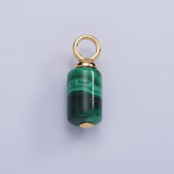 Dainty Green Malachite Charm 14k Gold Filled 16x6mm Tube Cylinder Dark Green Gemstone for DIY Jewelry Making Earring Bracelet Necklace AG685