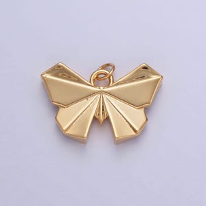 24k gold filled simple origami winged butterfly pendant, minimalistic paper butterfly wings charms for diy jewelry | x-081