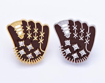 Broche de guante de béisbol con cristal. Joyería deportiva de varios colores. Regalo para amantes del béisbol BH-117