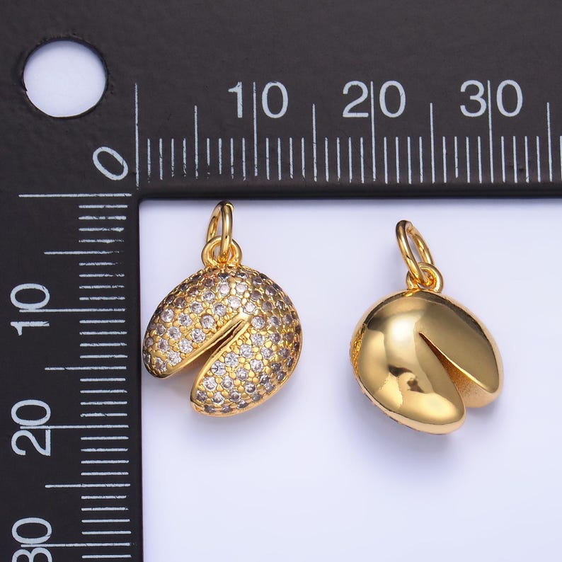 Micro Pave Fortune Cookie Pendant Gold Cookie Charms 24k Gold Filled ...