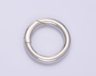 S925 Sterling Silver 14mm Round Push Spring Gate Ring Jewelry Supply | SL-386