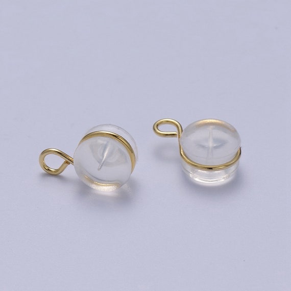 10 pair Soft Silicone Earring Backs for Studs Gold/Silver Rubber