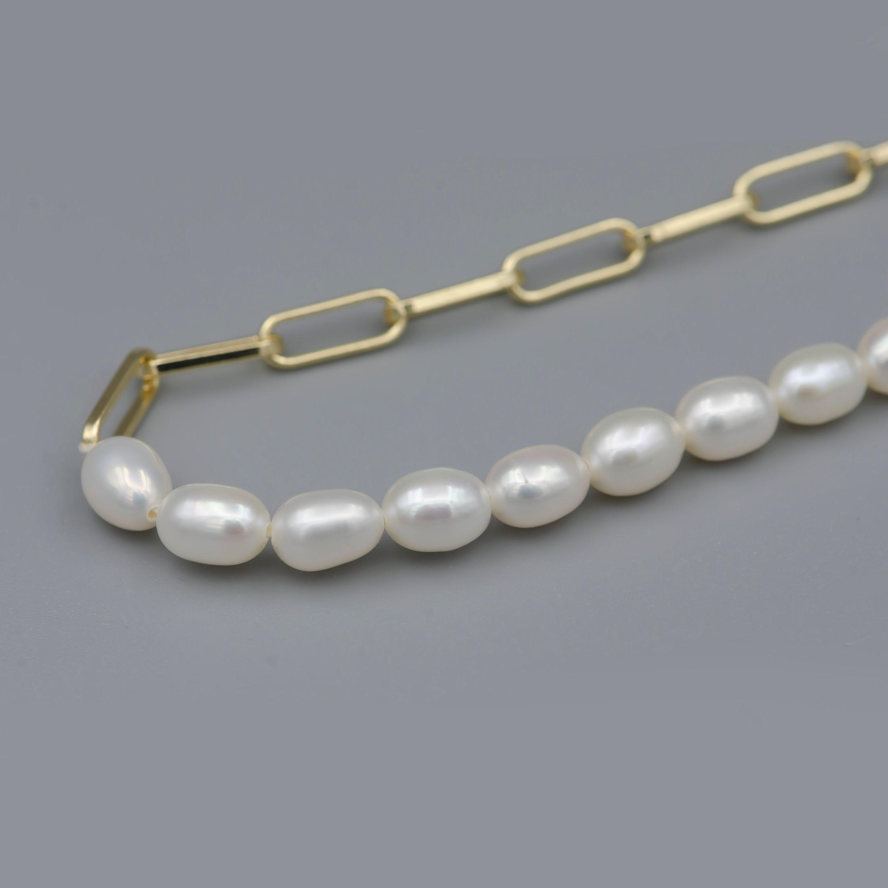 White freshwater rice pearl necklace, gold filled necklace, dainty pearl necklace, necklaces for women, 5mm pearl necklace 18 inch, 24