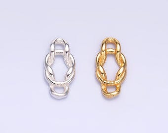 Conector de cuerda trenzada mini de plata esterlina S925 con dije de oro vermeil, conector de eslabón infinito para pulsera / SL-612