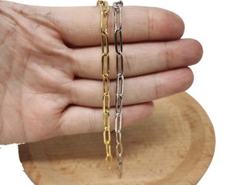 Gold  paperclip chain by yard,  oval link chain, wholesale bulk roll chain for diyjewelry, thickness 0.7mm,72,95