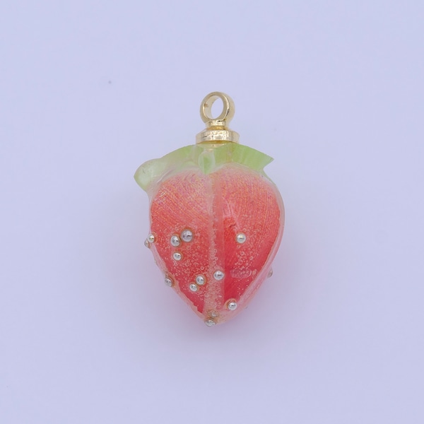 Colorful Red Glass Fruit Pendants Dainty Gold Strawberry Charms for Earring Necklace Bracelet Component| C-770 C-771