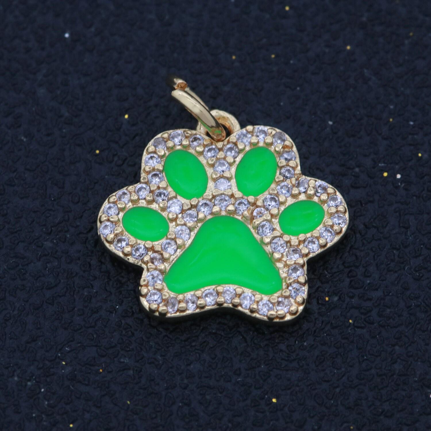 Ciondolo A Forma Di Zampa Di Cane In Argento 925 Con Smalto Rosa E Zirconi, Per Bracciale A Catena, Regalo Amante Animali