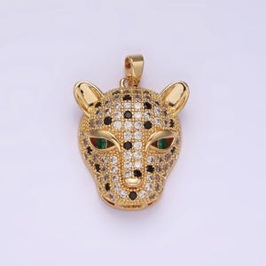 Dainty 14k gold filled leopard panther charm micro pave pendant for diy jewelry making gold animal jewelry necklace bracelet supply n1819