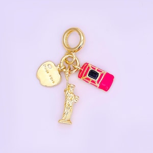 Op New York Travel geïnspireerde 24-karaats gold filled rondelle druppelbedel voor armband ketting levering | M-336