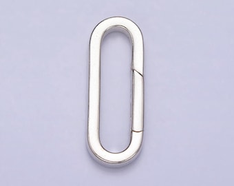 S925 sterling silver push in oval clasp for charm holder clasp pendants, 21.2x8.2mm, clasp enhancer necklace component sl-294