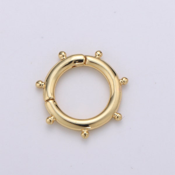 1 pc Nautical Gold Spring Gate Ring, 15 mm Ship Wheel Push Gate ring, Charm Holder Clasp for Connector, Wristlet Holder SUPP-1028