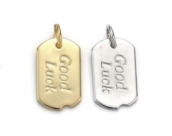 1pc 24k Gold  Good Luck Charm, Bar Plate Good Luck Pendant Charm,  Charm, Gold or Silver Color OptionCHGF-001071