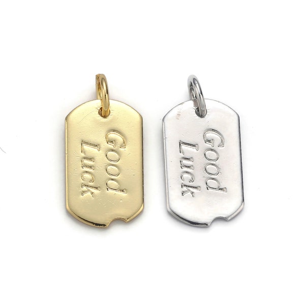 1pc 24k Gold  Good Luck Charm, Bar Plate Good Luck Pendant Charm,  Charm, Gold or Silver Color OptionCHGF-001071