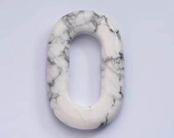 40mm howlite natural gemstone open oblong rectangular jewelry findings paper clip link for necklace connector charm | z545