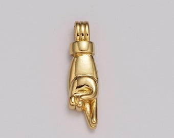 14k gold filled wish for luck charm hand gesture charm pendant for necklace bracelet earring finger cross charm