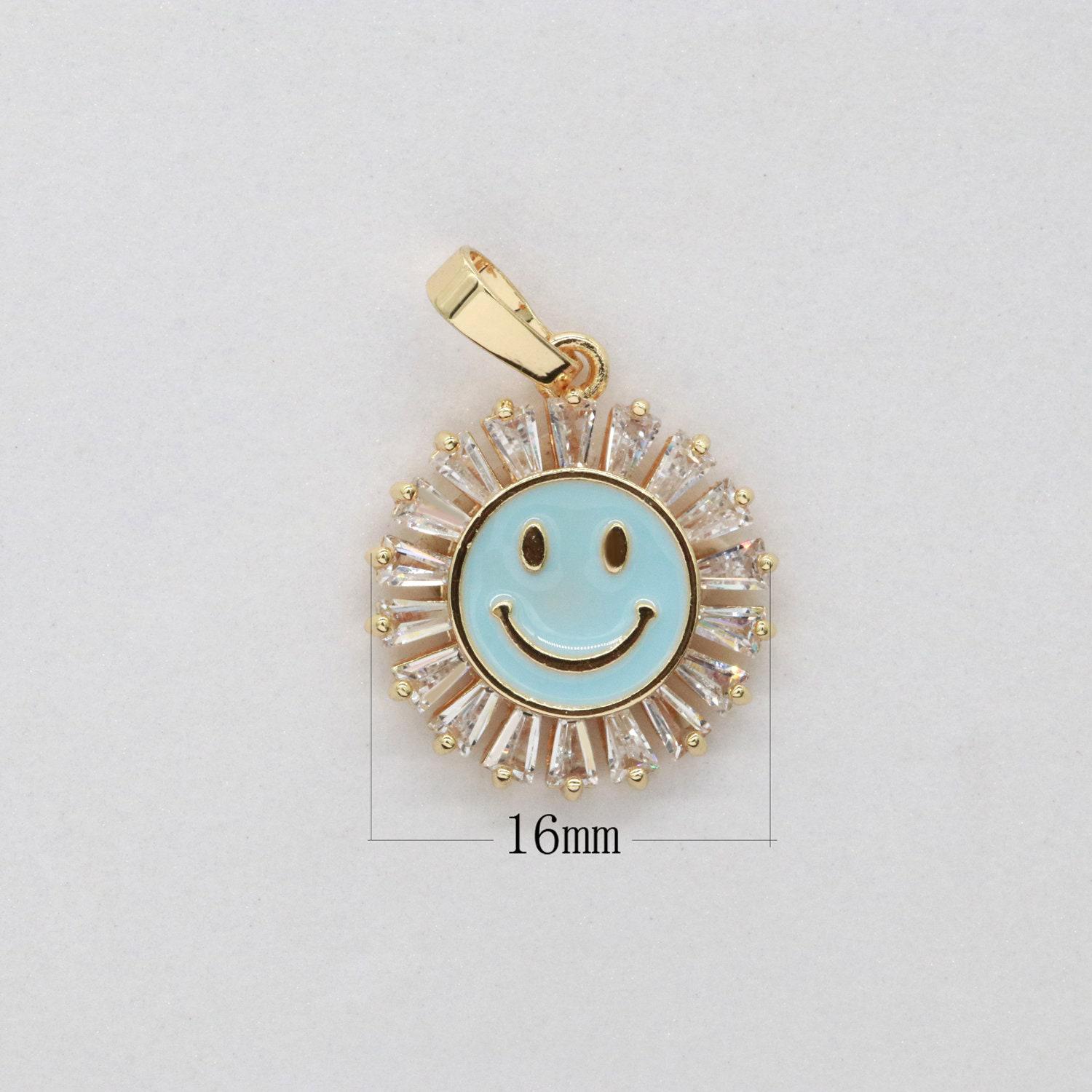Round Smile Face Charm Cubic Happy Face Pendant for Necklace