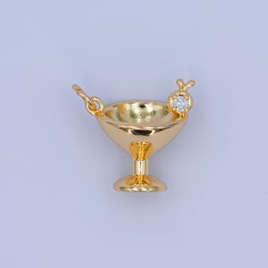 Mini Cubic Minimalist 3D Ice Cream Charm CZ Dessert 24K Gold Filled Bowl of Drink Charm for Bracelet Necklace Earring Charm | C-001