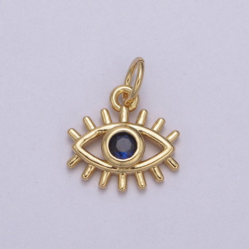Micro Blue Cubic Zirconia Evil Eye Charm Gold Filled Tiny - Etsy