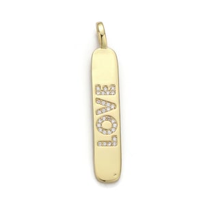 1pc 14k gold  micro pave cubic zirconia bar pendant charm, love cz pendant charm,  pendant, for diy jewelry pdgf-1556