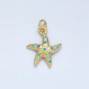 Gold starfish charms dainty gold sea star pendant starfish charm bracelet necklace for diy jewelry making supply m896