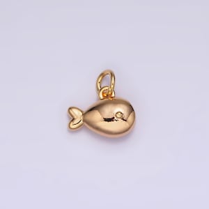 18k gold filled mini fish animal puffed add-on charm | n1684