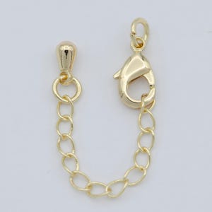 Gold chain extender for necklace bracelet supply component findings extenders lobster claw clasps with silver extender chain, l-465