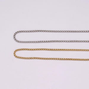 1pc 17.7'' ready to use 1.2mm 16k gold plated rolo box necklace chainlayer round chain bold necklacefor pendant charm necklace making,wa 436