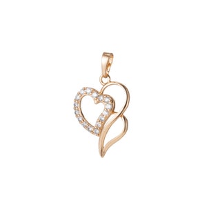 1 pendentif breloque coeur en or 18 carats, micro pavé cz, breloque coeur, pendentif coeur, pour bijoux DIY, 1477