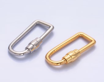 1 mosquetón con cierre de rosca plateado, cierre de rosca ovalado dorado, cierres ovalados entrelazados para pulseras, collares y dijes Z1050