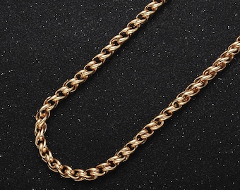 24K Gold Filled 4mm Wheat Curb Statement Unfinished Gold, Silver Chain For DIY Jewelry Making Supply | Roll-1045, Roll-1079