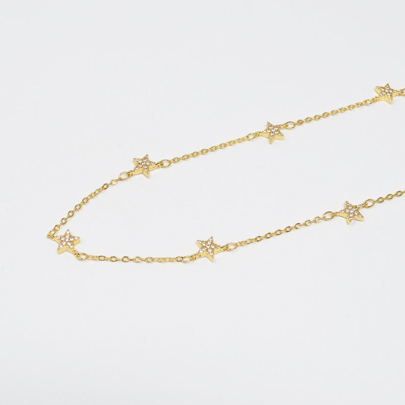 Cubic Star 24K Gold Filled Chain by Yard 415 Polaris CZ Charm Specialty Link Chain by Foot North Star 6.8mm x6.8mm Chain 0.7mm Thick,Roll