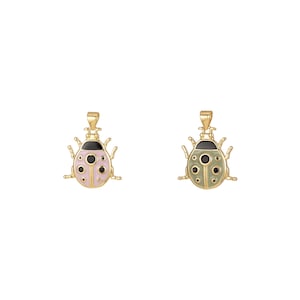 Small pink lady bug charm enamel animal charm bracelet necklace pendant earring component supply