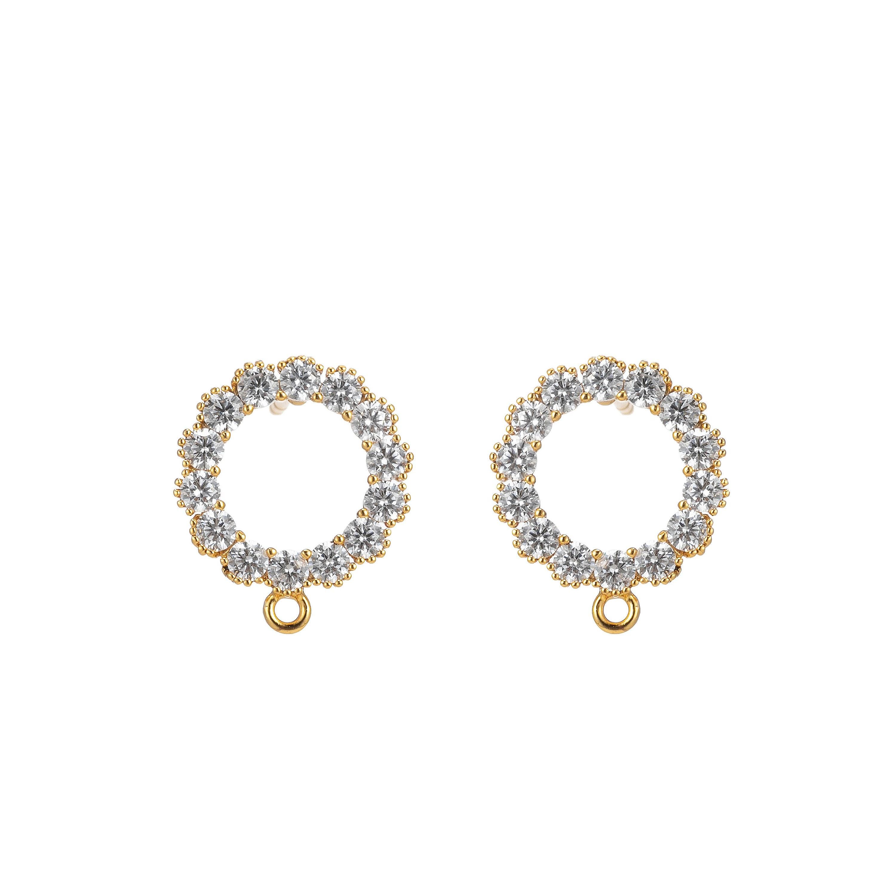 14k gold filled pflastern cz Ohrstecker mit offenen Link cz Mikro pflastern runde Münze Kreis Ohrstecker, Zirkonia Ohrstecker für Ohrring Komponente