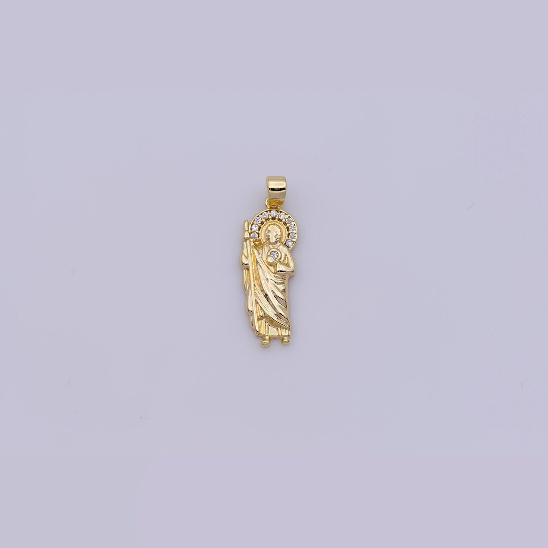 14k Gold Filled St Jude Pendant San Judas Tadeo Medalla Charm Medallion ...