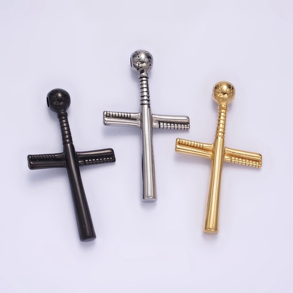 Stainless Steel Gold, Silver Black Cross Pendant, for DIY Religious Jewelry Baseball Charms Necklace | P-732 P-733 P-737
