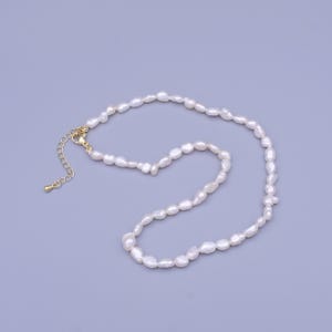 Dainty pearl necklace 5mm rice pearl choker beaded necklace tiny seed pearl layering necklace for her wedding jewelry christmas gift wa1449