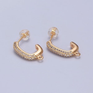 Boucle d'oreille en or pavé avec maillon ouvert pour charm Boucle d'oreille en gold filled 16 carats l-739