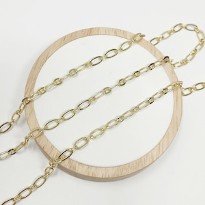 14k gold  rolo cable paperclip chain by yard, link cable rolo elongate chain, wholesale bulk roll chain for jewelry making, 401