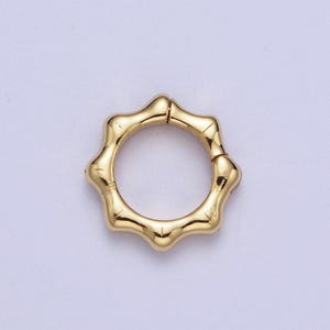 Gold sun spring pull gate ring, 24k gold filled 12.4mm & 16.9mm sun octagon ring charm holder clasp | l-931, l-932